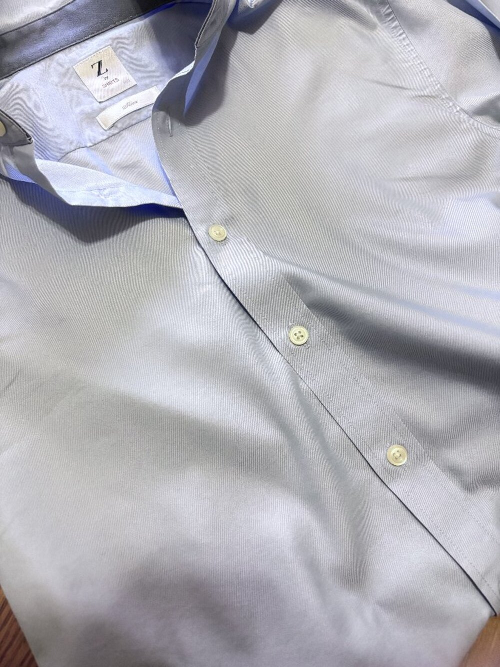 Korean Mens Slim Fit Dress Shirt Blue Non Iron Small Medium 14.5 15